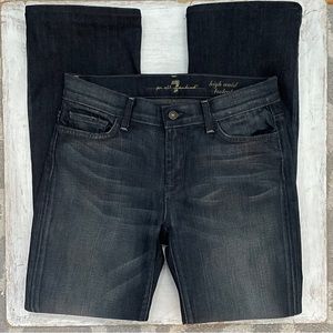 7 For All Mankind High Waist Bootcut Dark Wash Gold Silver Circles Label Size 30